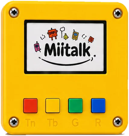 The MilTalk Audio Kit, showing its screen and four coloured buttons