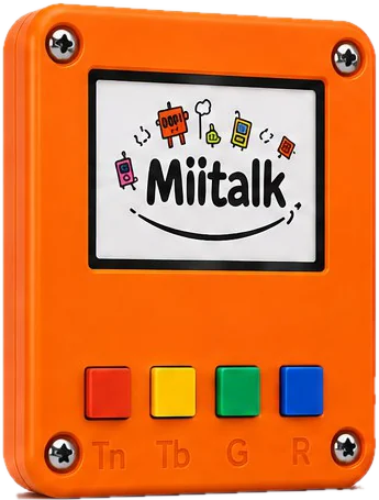The MilTalk Vision Kit — a handheld device with a screen and four coloured buttons