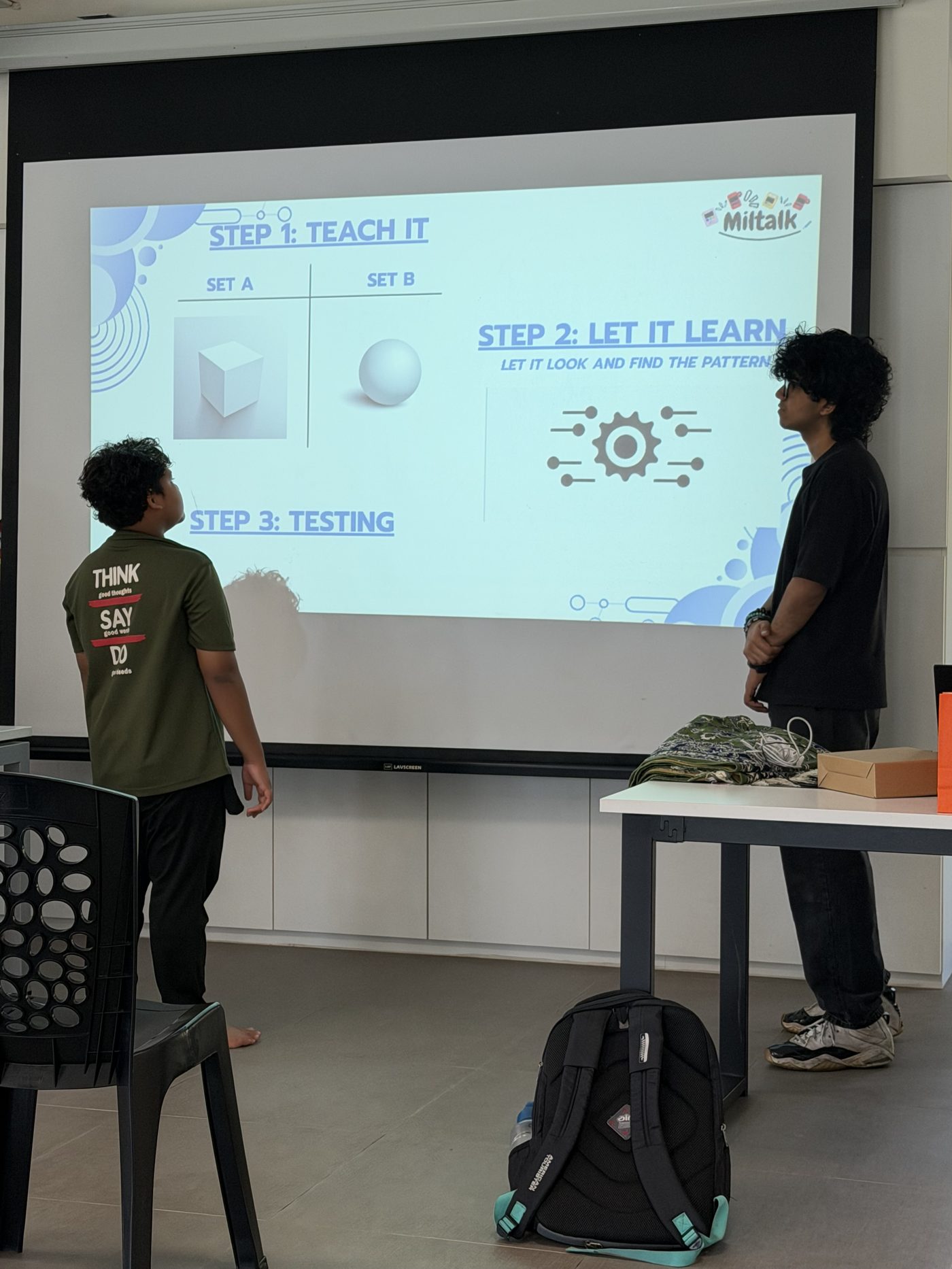 Facilitators walking students through the MilTalk classification steps